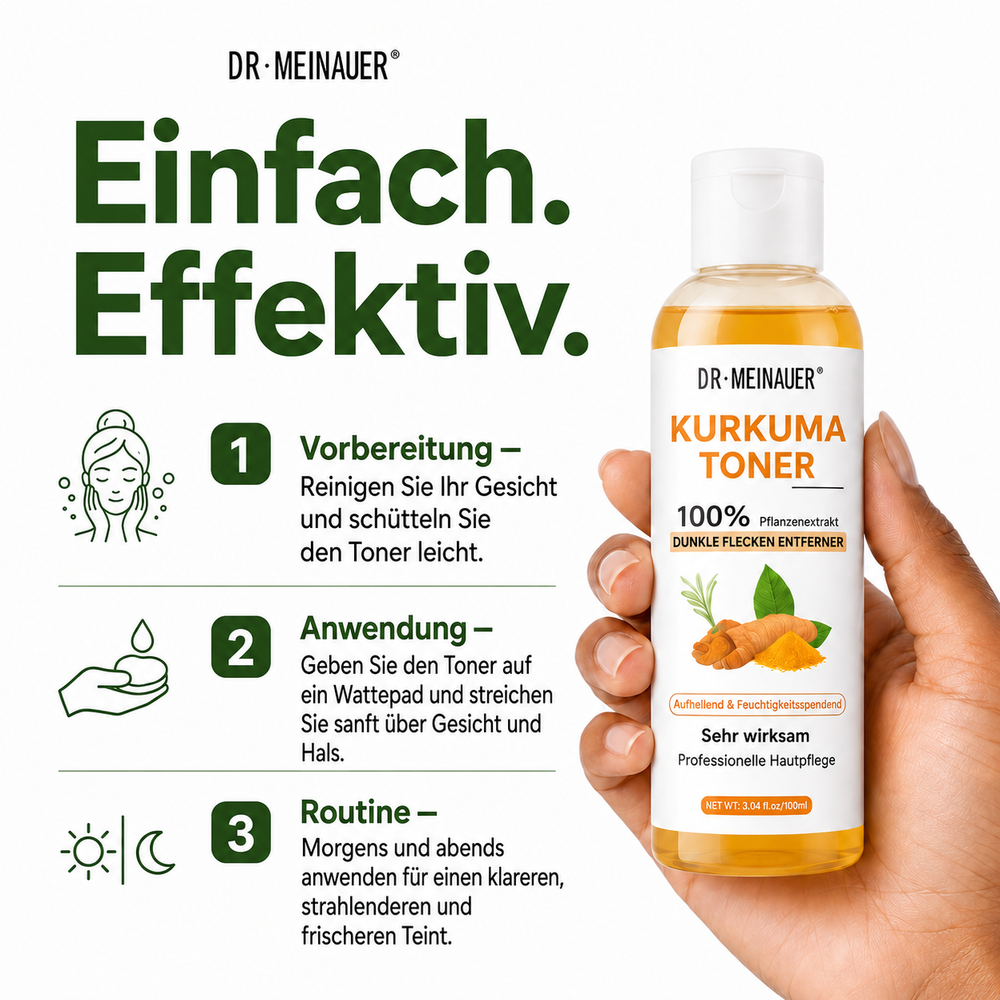 Kurkuma Gesichtstonic – Vitamin C gegen dunkle Flecken, für strahlende Haut