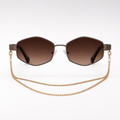 Hexagon-Sonnenbrille mit Kette – Damen UV400