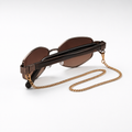 Hexagon-Sonnenbrille mit Kette – Damen UV400