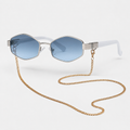 Hexagon-Sonnenbrille mit Kette – Damen UV400