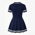 Ripp-Minikleid mit Bubikragen & Schleife – Gestreift