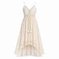 Langes Spitzenkleid mit Trägern – Apricot