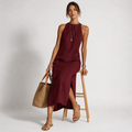 Boho Spitzenkleid mit Zipfelsaum – Rot & Grün