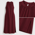 Boho Spitzenkleid mit Zipfelsaum – Rot & Grün