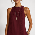 Boho Spitzenkleid mit Zipfelsaum – Rot & Grün