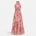 Blumen-Maxikleid mit Neckholder – Chiffon, Violett
