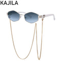 Hexagon-Sonnenbrille mit Kette – Damen UV400