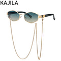 Hexagon-Sonnenbrille mit Kette – Damen UV400