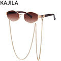 Hexagon-Sonnenbrille mit Kette – Damen UV400