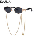 Hexagon-Sonnenbrille mit Kette – Damen UV400
