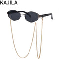 Hexagon-Sonnenbrille mit Kette – Damen UV400