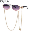 Hexagon-Sonnenbrille mit Kette – Damen UV400