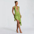 Zweiteiler mit Neckholder-Body & drapiertem Rock – 3 Farben