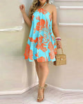 Boho Neckholder-Kleid mit Blumenprint