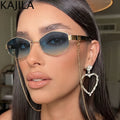 Hexagon-Sonnenbrille mit Kette – Damen UV400