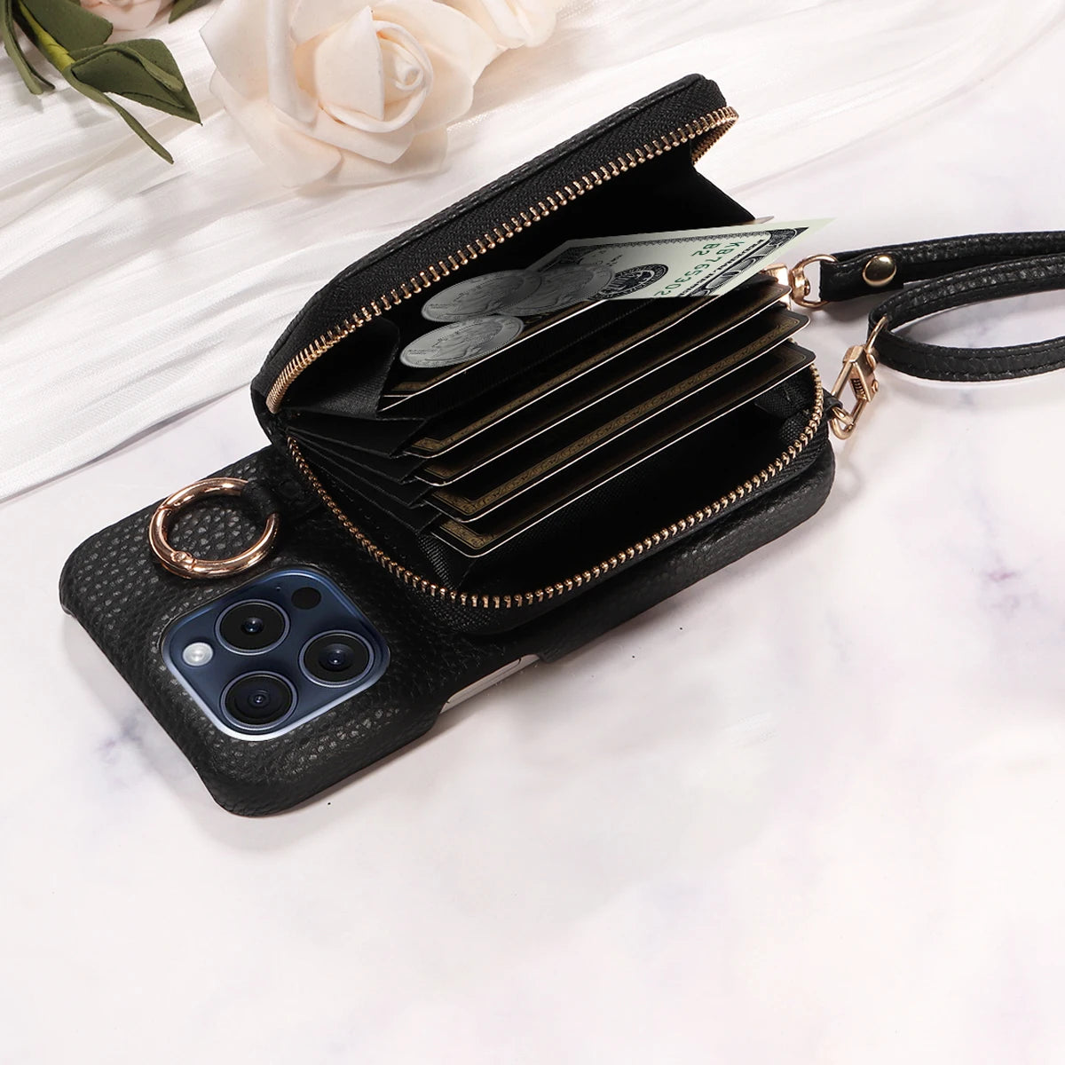 PU Leather Wallet Phone Case For iPhone 16promax