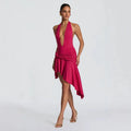 Zweiteiler mit Neckholder-Body & drapiertem Rock – 3 Farben