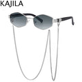 Hexagon-Sonnenbrille mit Kette – Damen UV400