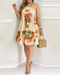 Boho Neckholder-Kleid mit Blumenprint