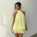 Neckholder-Chiffonkleid Rückenfrei – Sommer