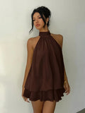 Neckholder-Chiffonkleid Rückenfrei – Sommer