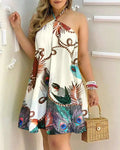 Boho Neckholder-Kleid mit Blumenprint