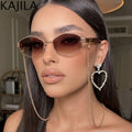 Hexagon-Sonnenbrille mit Kette – Damen UV400