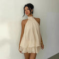 Neckholder-Chiffonkleid Rückenfrei – Sommer