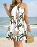 Boho Neckholder-Kleid mit Blumenprint