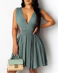 A-Linien Minikleid mit V-Ausschnitt – Elegant