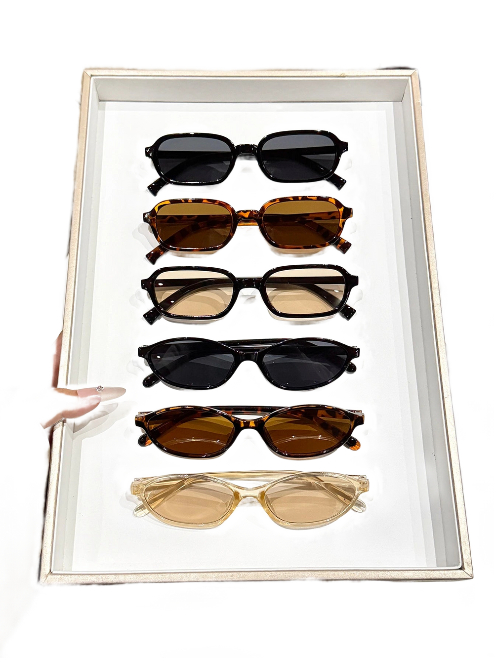 Sonnenbrillen-Set (6 Stück) – Schwarz, Leopard & Horn