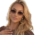 Hexagon-Sonnenbrille mit Kette – Damen UV400