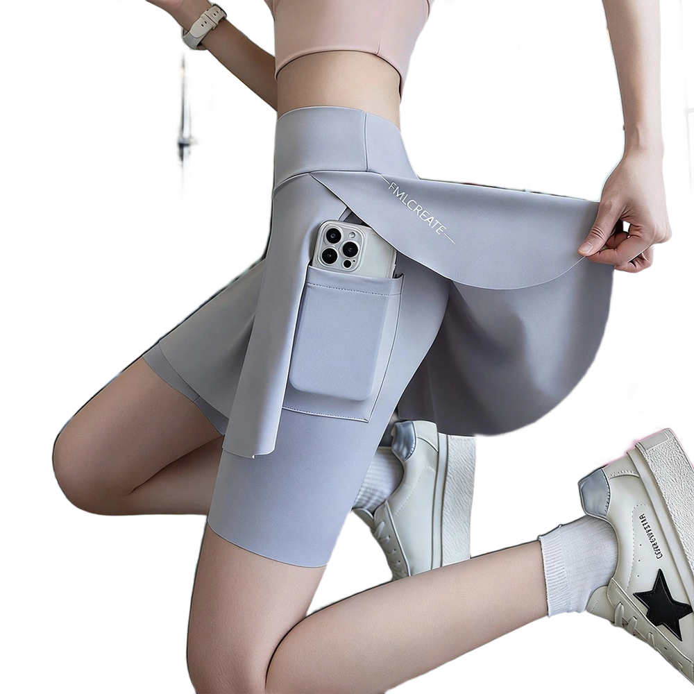 Sport-Leggings mit Shorts & Tasche – High Waist