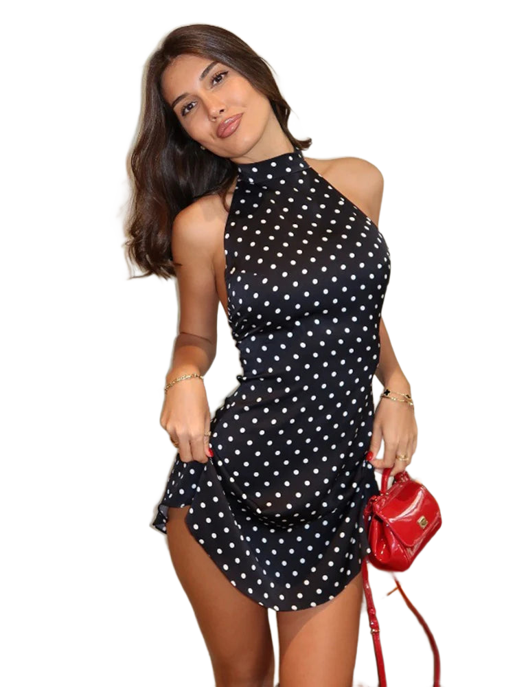 Off-Shoulder Minikleid mit Punkten – Sommer