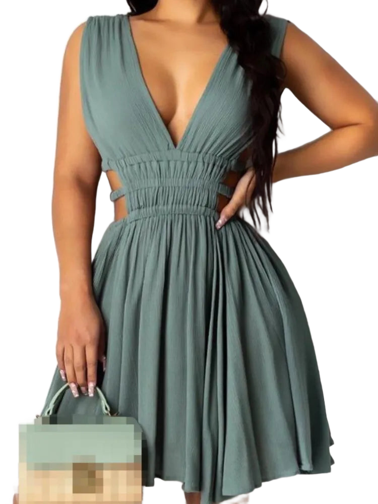 A-Linien Minikleid mit V-Ausschnitt – Elegant