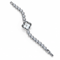 Damenuhr mit Vierpass-Gehäuse – Perlmutt-Optik, Strass-Armband