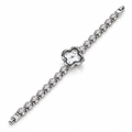 Damenuhr mit Vierpass-Gehäuse – Perlmutt-Optik, Strass-Armband