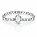 Ovale Damenuhr mit Steinbesatz – Gliederarmband, 3 Farben